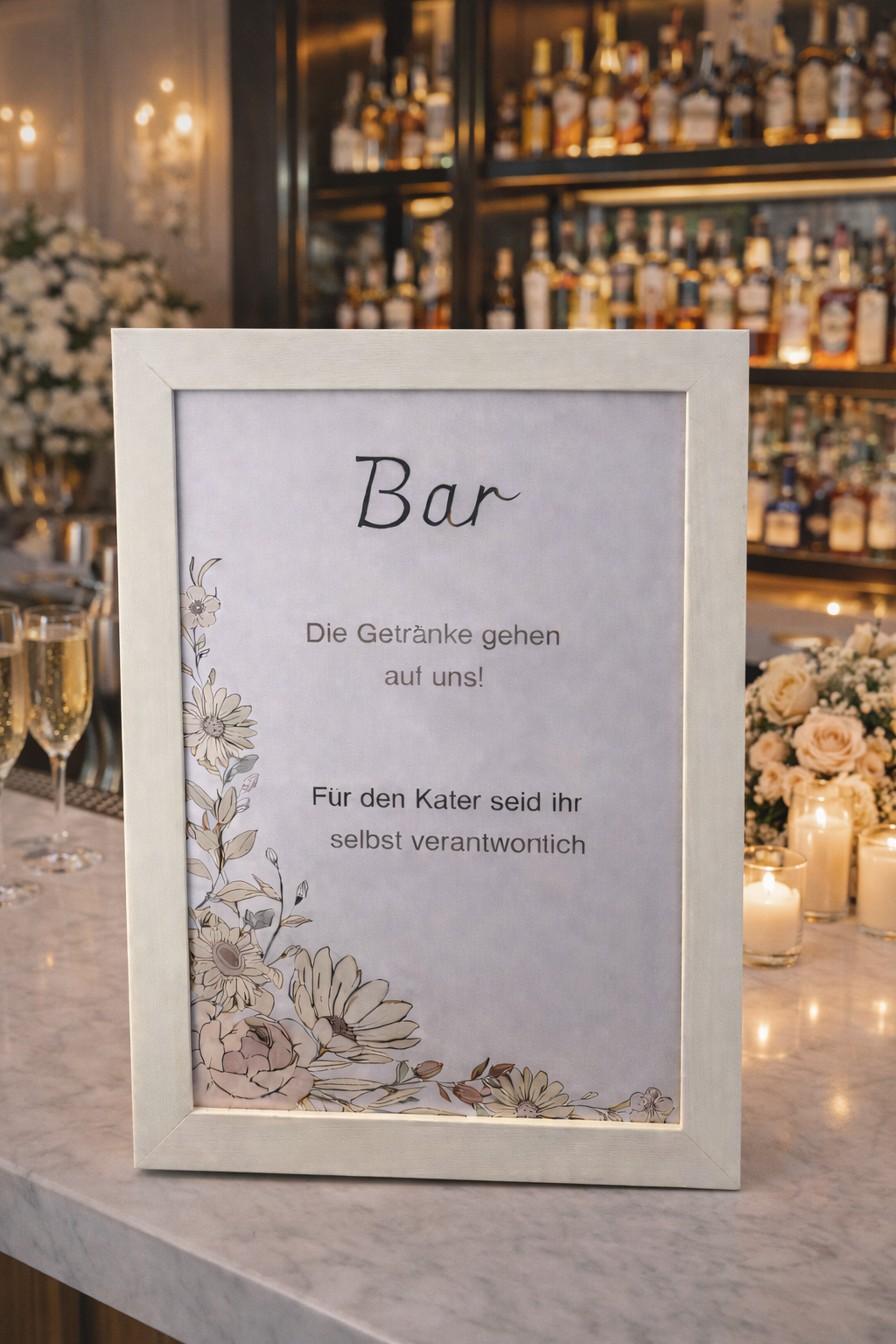 Hochzeits Schilder Set (9-teilig) – Boho Floral Hochzeit Deko Bundle | Candybar, Bar, Gästebuch, Sitzplan & mehr