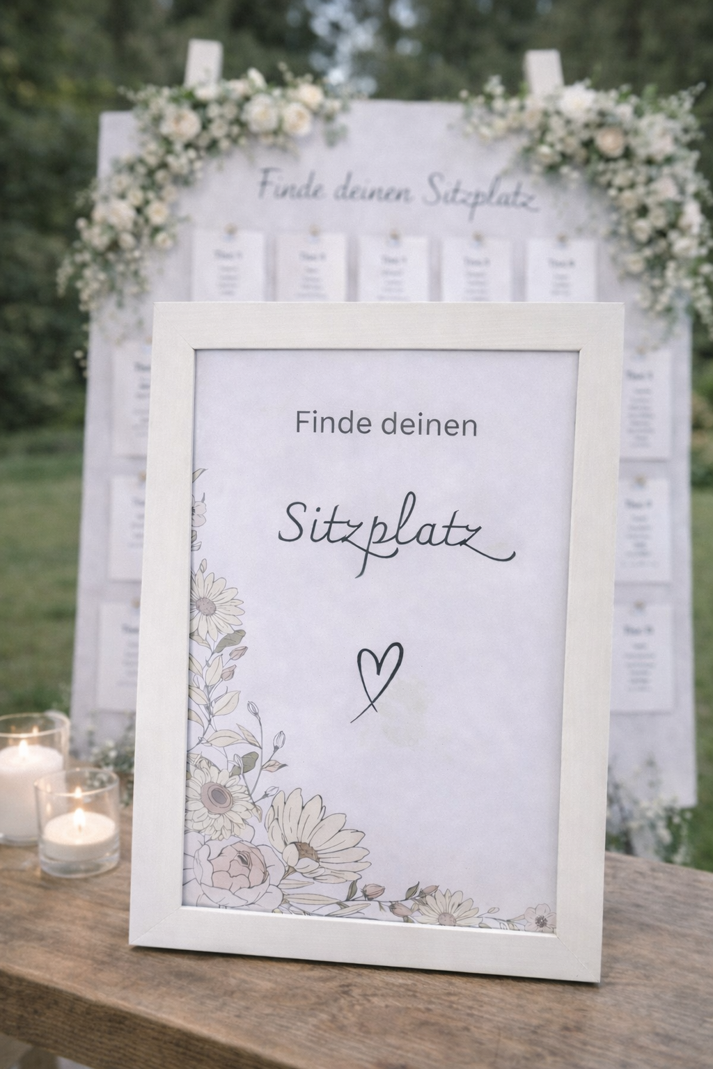 Hochzeits Schilder Set (9-teilig) – Boho Floral Hochzeit Deko Bundle | Candybar, Bar, Gästebuch, Sitzplan & mehr