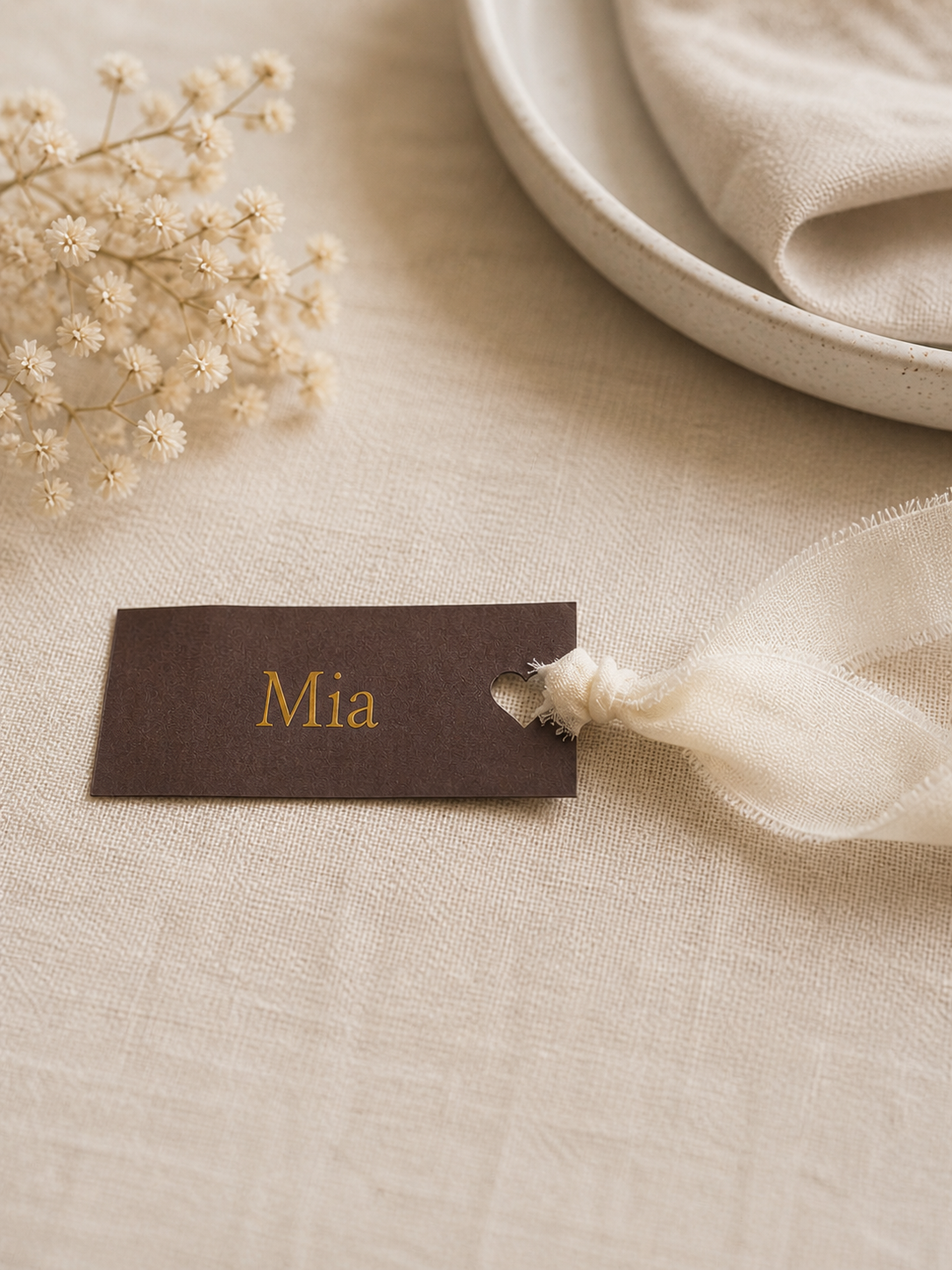 Personalisierte Platzkarten mit Namen – Hochzeit, Taufe & Events (mit Band)