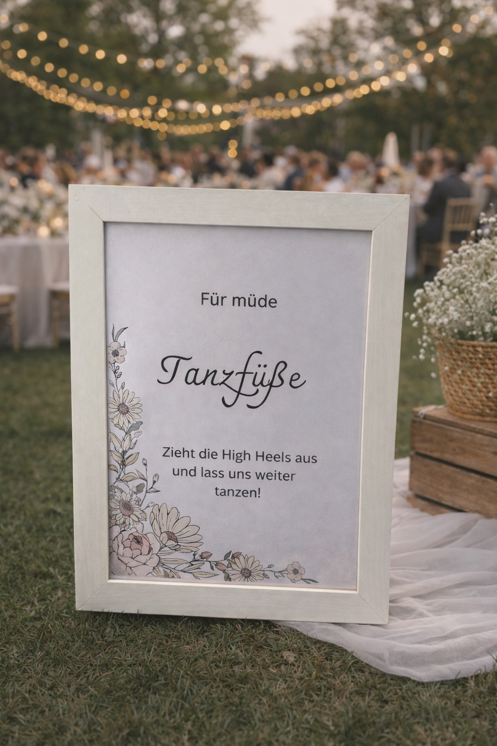 Hochzeitsschild „Für müde Tanzfüße“ – Schuhwechsel-Schild für die Feier