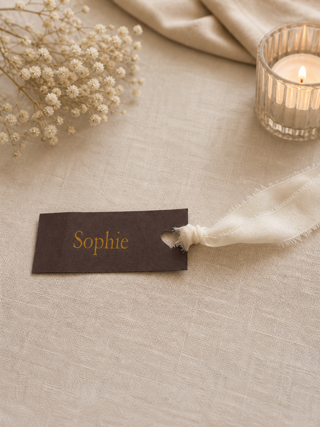 Personalisierte Platzkarten mit Namen – Hochzeit, Taufe & Events (mit Band)