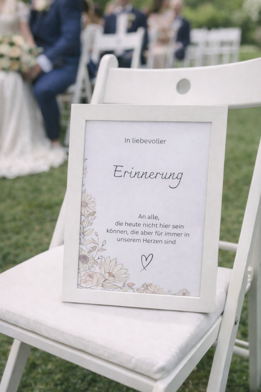 Schild „In liebevoller Erinnerung“ Hochzeit – Florales Gedenkschild im Rahmen