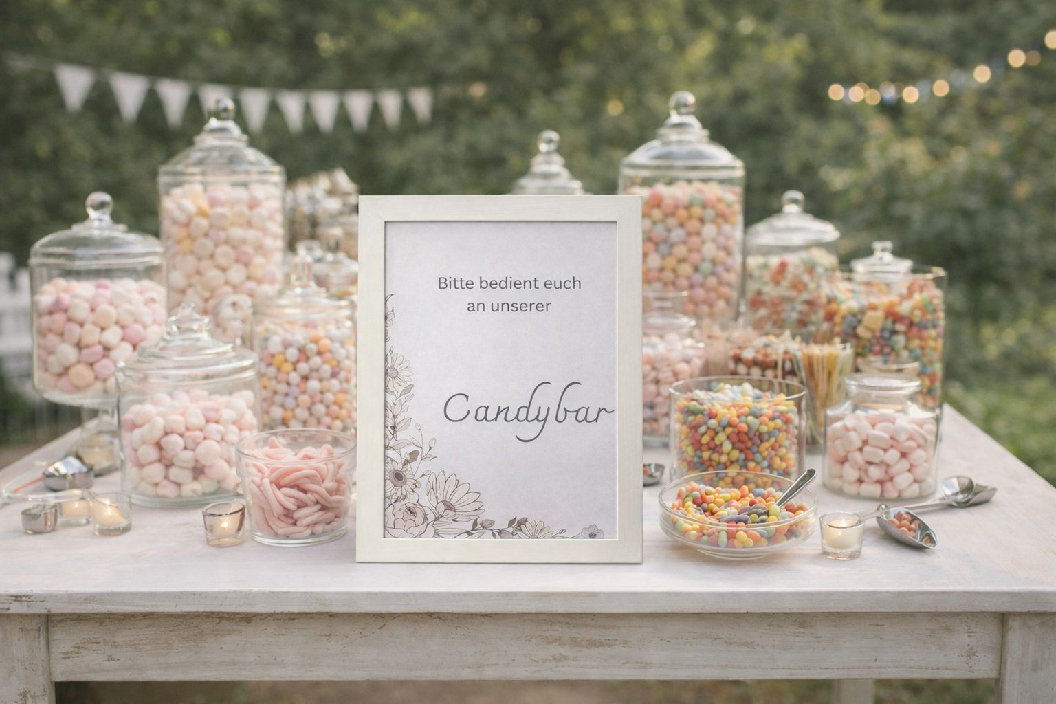 Candybar Schild Hochzeit – personalisierbares Hochzeitsdeko Schild im Bilderrahmen