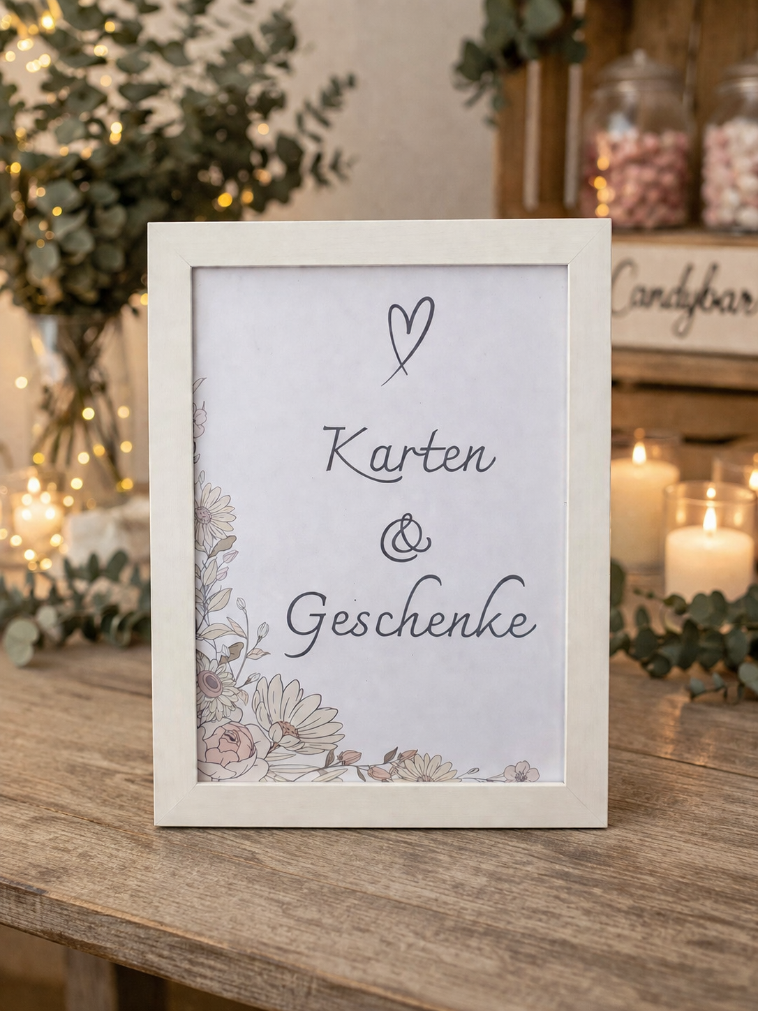 Karten & Geschenke Schild Hochzeit im Rahmen | Elegante Hochzeitsdeko
