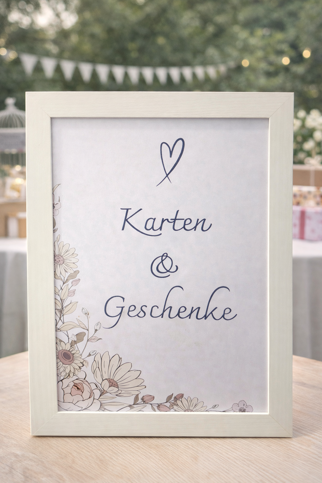 Karten & Geschenke Schild Hochzeit im Rahmen | Elegante Hochzeitsdeko