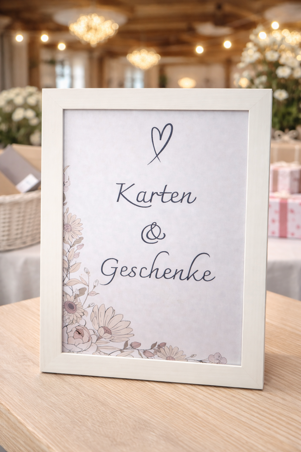 Karten & Geschenke Schild Hochzeit im Rahmen | Elegante Hochzeitsdeko