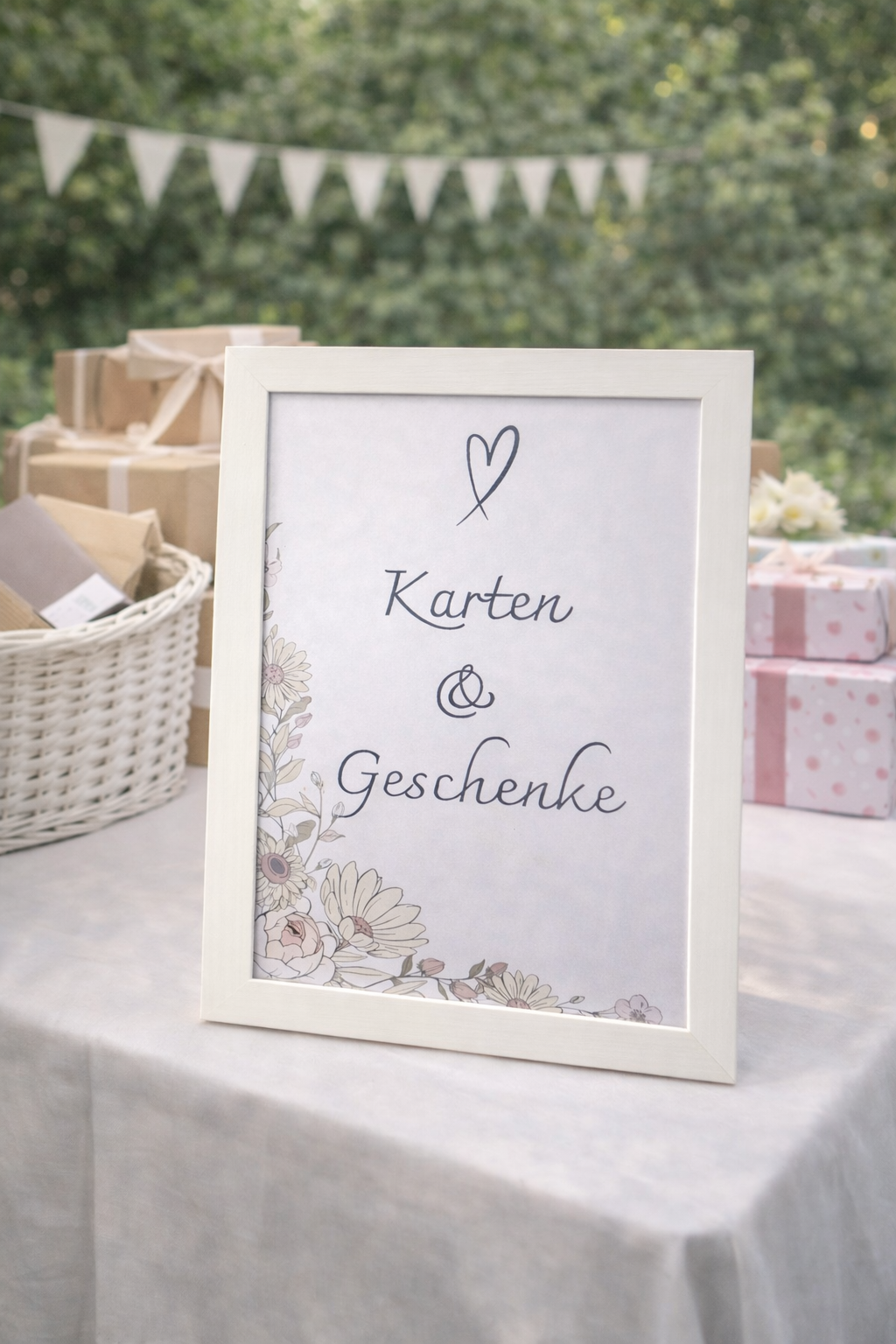 Karten & Geschenke Schild Hochzeit im Rahmen | Elegante Hochzeitsdeko
